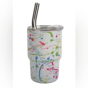 Colorful Splatter Mini Tumbler with Metal Straw